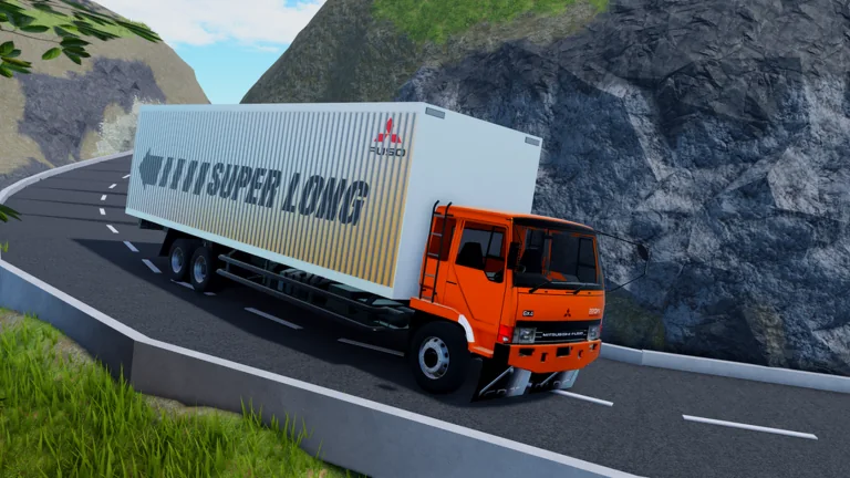 A blue cargo truck loaded with oil palm fruit beside palm trees in Truk Indonesia Mania